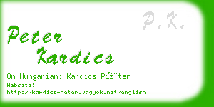 peter kardics business card